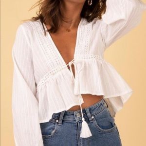Princess Polly Tie Front Top White